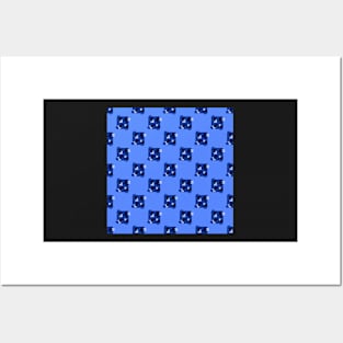 Retro blue squares repeat pattern Posters and Art